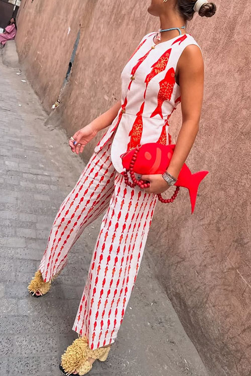 Nonnadress Vacation loose elastic waist two-piece suit