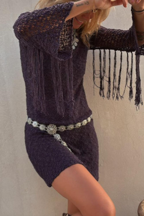 Nonnadress Crew Neck Solid Color Slim Fit Dress