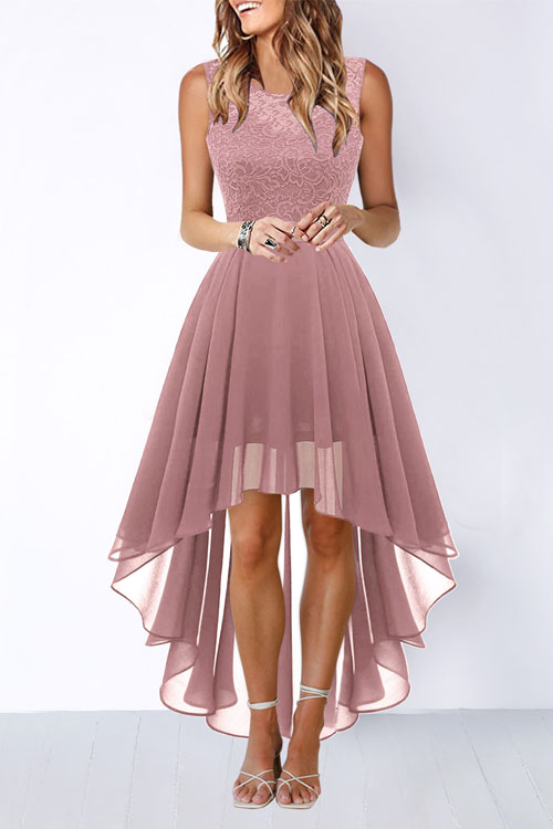 Nonnadress Lace-Panel Chiffon Gown Dress