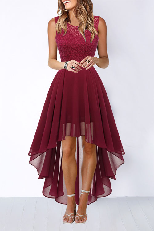 Nonnadress Lace-Panel Chiffon Gown Dress