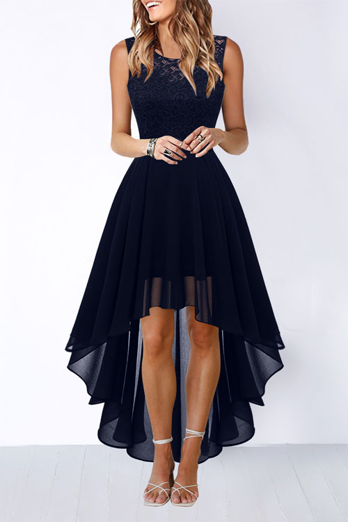 Nonnadress Lace-Panel Chiffon Gown Dress