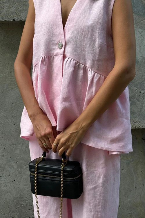 Nonnadress Vest solid color two piece set