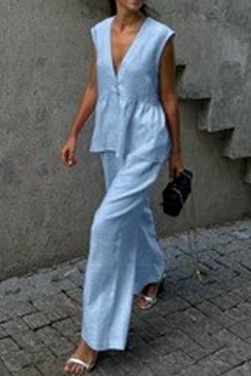 Nonnadress Vest solid color two piece set