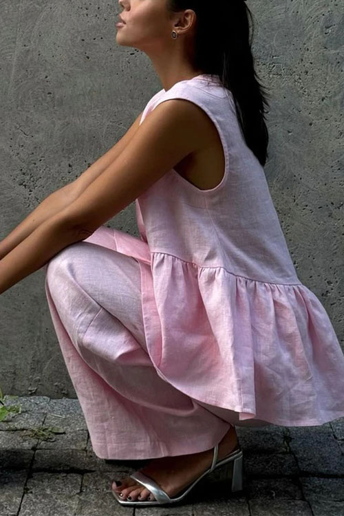 Nonnadress Vest solid color two piece set