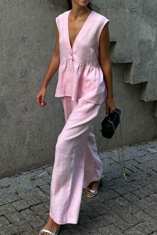 Nonnadress Vest solid color two piece set