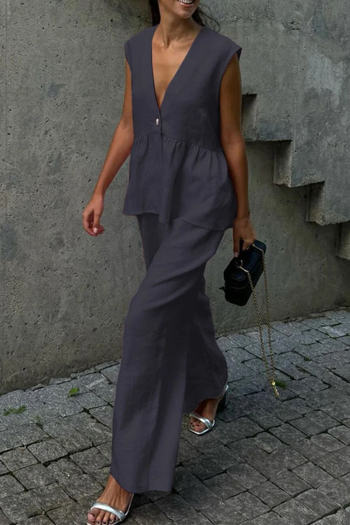 Nonnadress Vest solid color two piece set