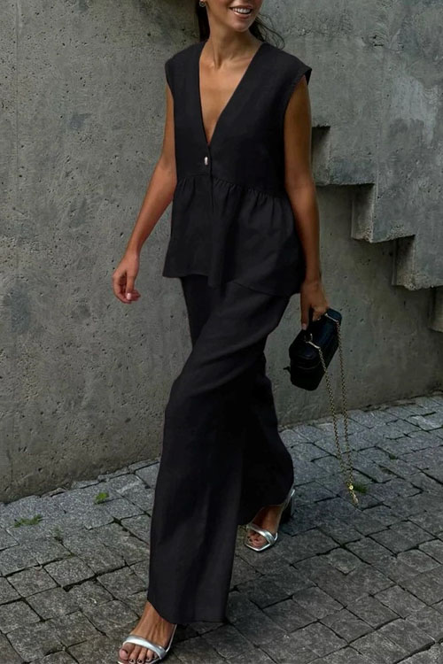 Nonnadress Vest solid color two piece set