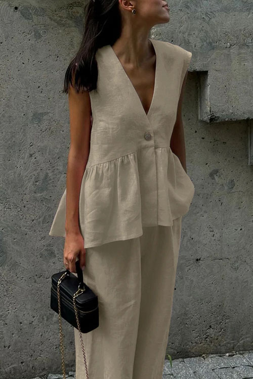 Nonnadress Vest solid color two piece set