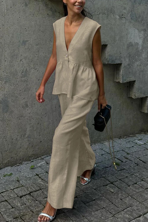 Nonnadress Vest solid color two piece set