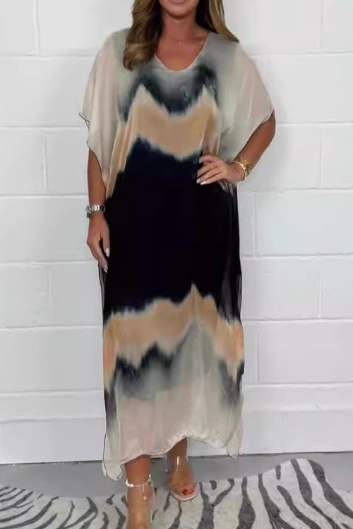 Nonnadress Chiffon casual colorblock dress