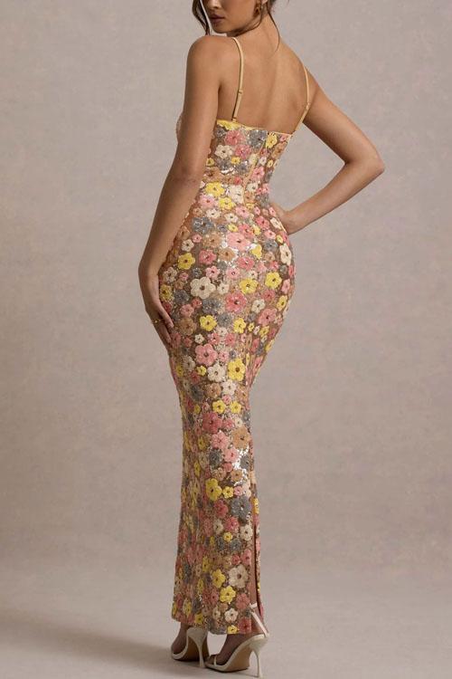 Nonnadress Colorful sequined flower glitter dress