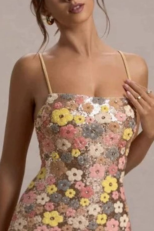 Nonnadress Colorful sequined flower glitter dress