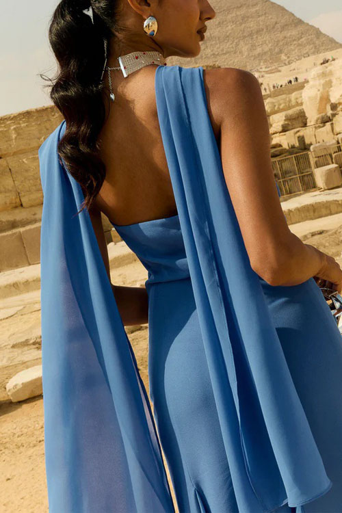 Nonnadress Solid color chiffon ribbon slim dress