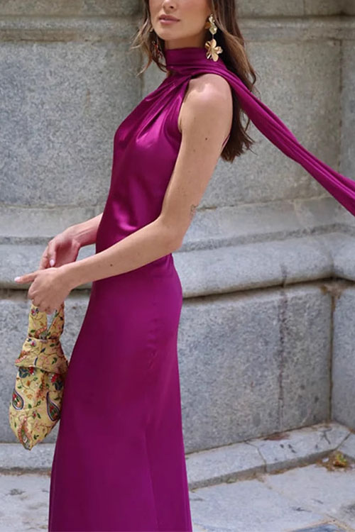 Nonnadress Celebrity halter neck backless long dress