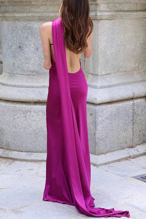 Nonnadress Celebrity halter neck backless long dress