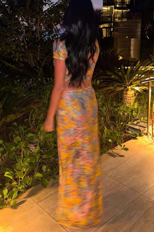 Nonnadress Printed crop top and skirt set