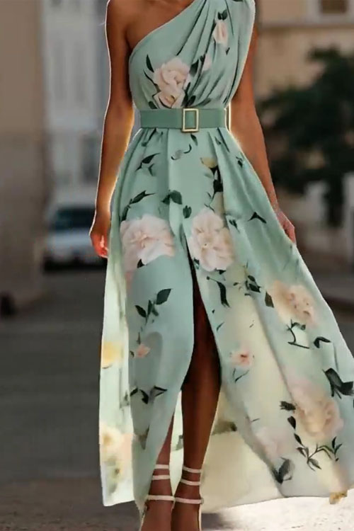 Nonnadress Off-shoulder digital print dress