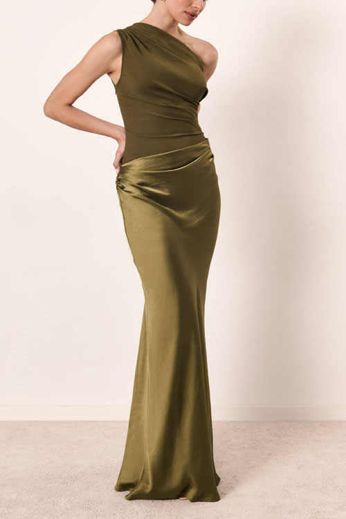 Nonnadress Slant collar backpack hip-revealing dress