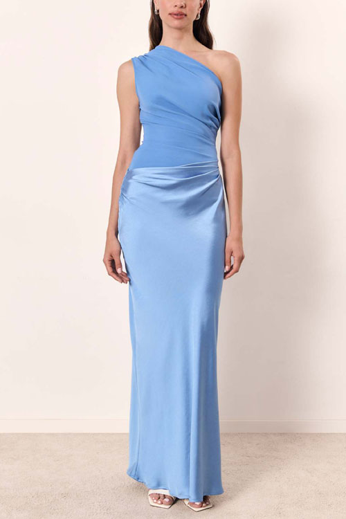 Nonnadress Slant collar backpack hip-revealing dress