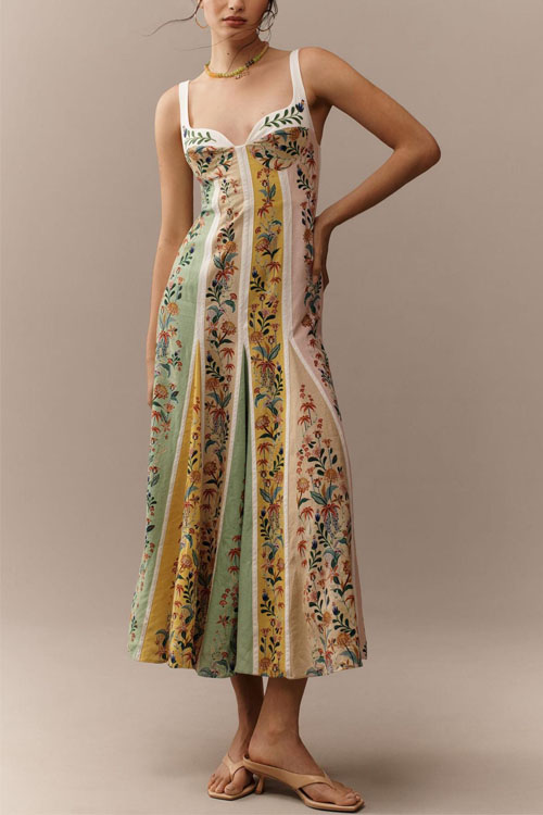 Nonnadress Floral Linen Print Dress