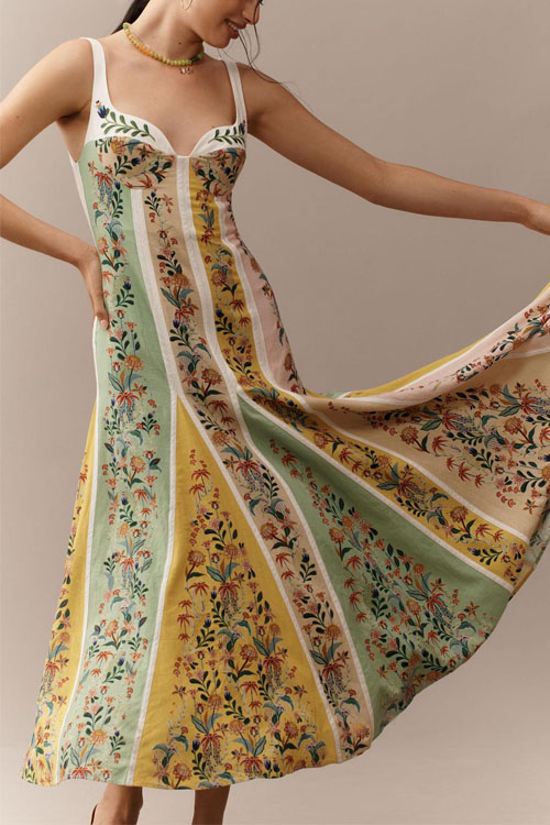 Nonnadress Floral Linen Print Dress