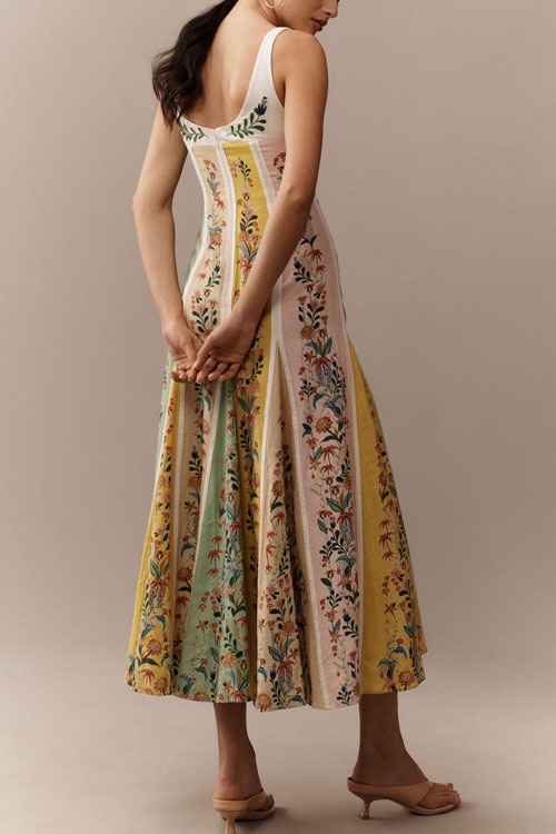 Nonnadress Floral Linen Print Dress