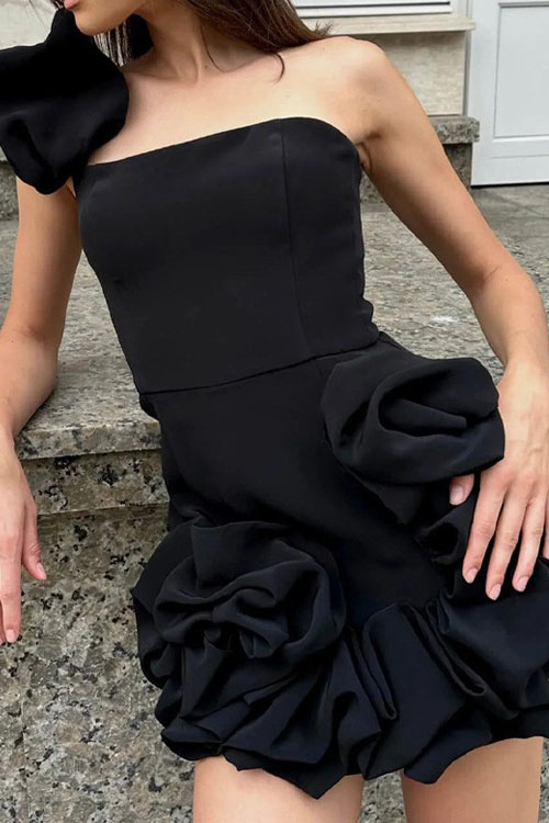 Nonnadress Ruffled flower bud waist dress