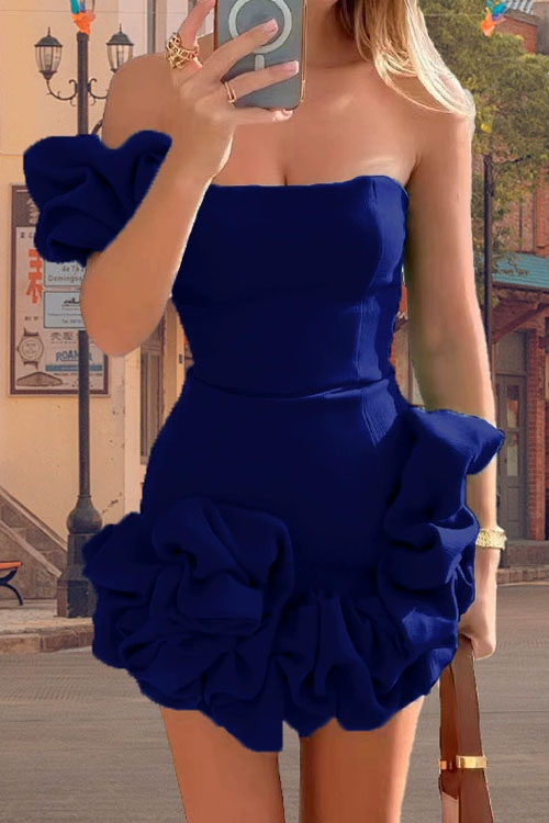 Nonnadress Ruffled flower bud waist dress