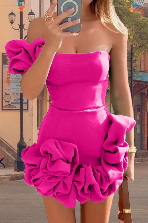 Nonnadress Ruffled flower bud waist dress