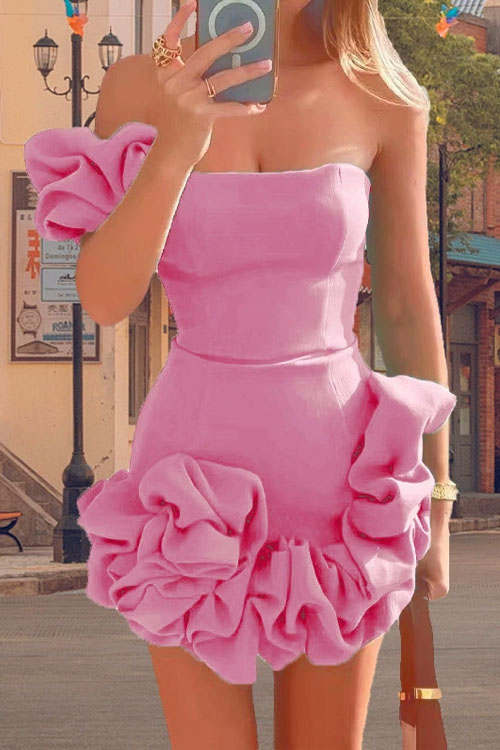 Nonnadress Ruffled flower bud waist dress