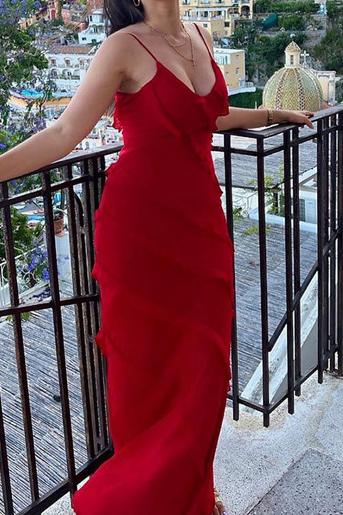 Nonnadress Backless slit ruffle dress