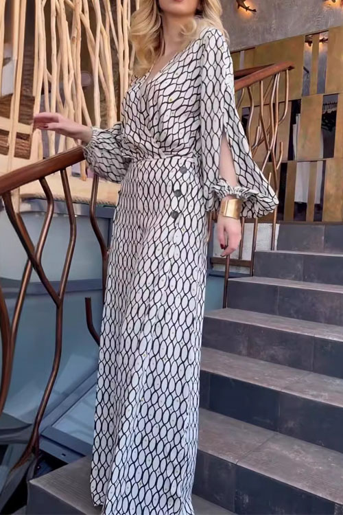 Nonnadress Loose Long-Sleeve Top & High-Waist Wide-Leg Pants Two-piece Set