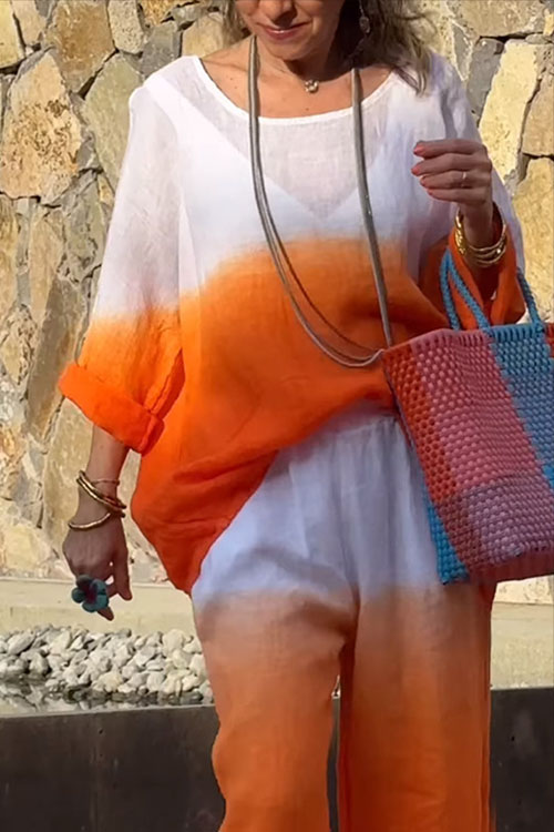 Nonnadress Fashionable Gradient Casual Two-Piece Set