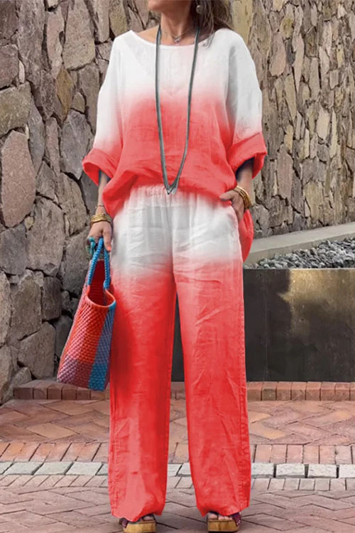 Nonnadress Fashionable Gradient Casual Two-Piece Set