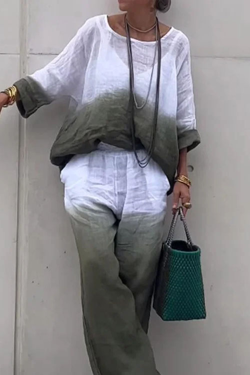 Nonnadress Fashionable Gradient Casual Two-Piece Set