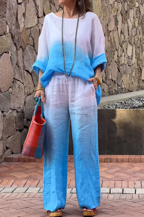 Nonnadress Fashionable Gradient Casual Two-Piece Set