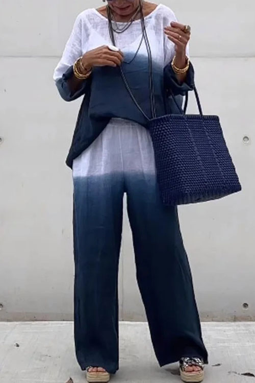 Nonnadress Fashionable Gradient Casual Two-Piece Set