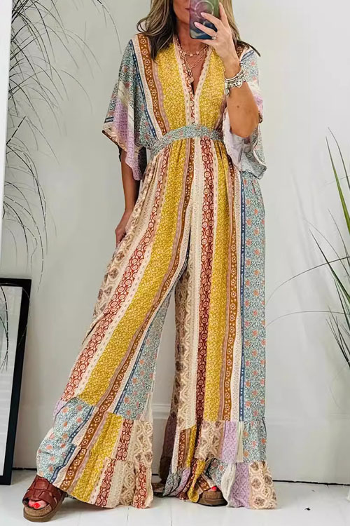 Nonnadress Fashionable Printed Wide-Leg Jumpsuit
