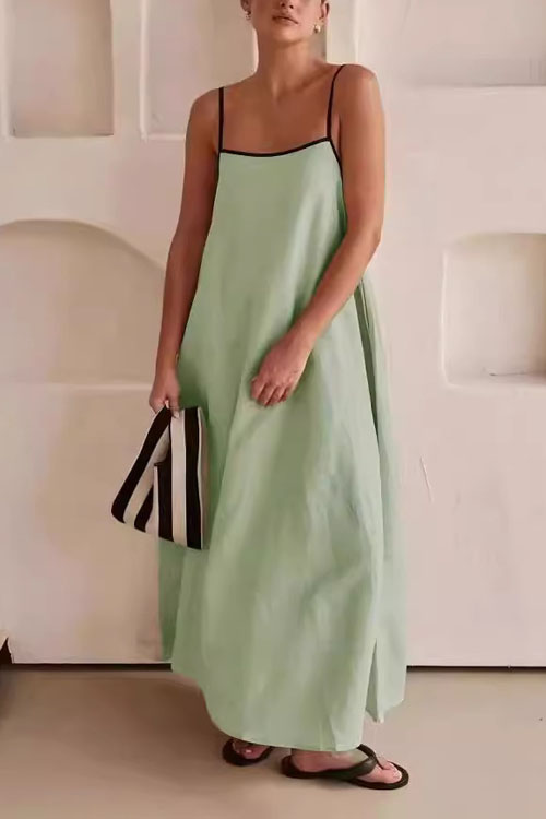 Nonnadress Cotton and Linen Spaghetti Strap Flared Dress