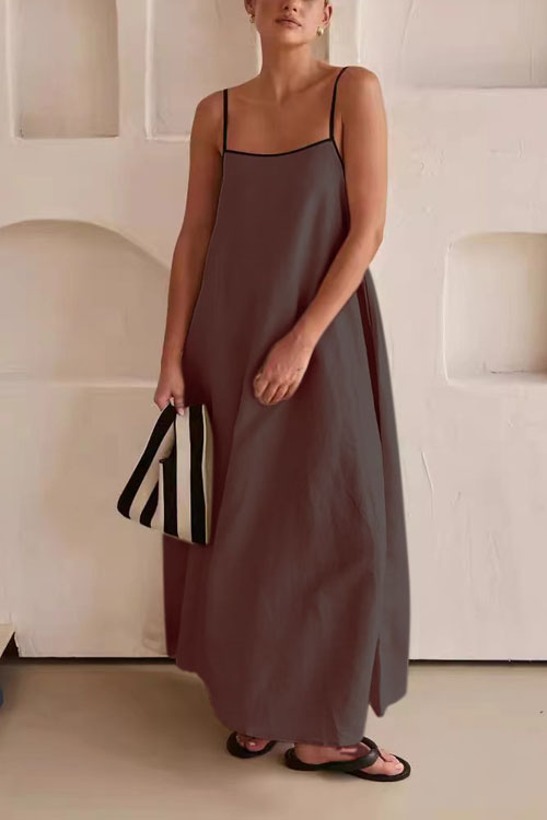 Nonnadress Cotton and Linen Spaghetti Strap Flared Dress