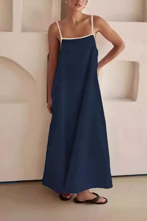 Nonnadress Cotton and Linen Spaghetti Strap Flared Dress