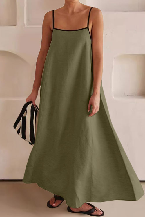 Nonnadress Cotton and Linen Spaghetti Strap Flared Dress