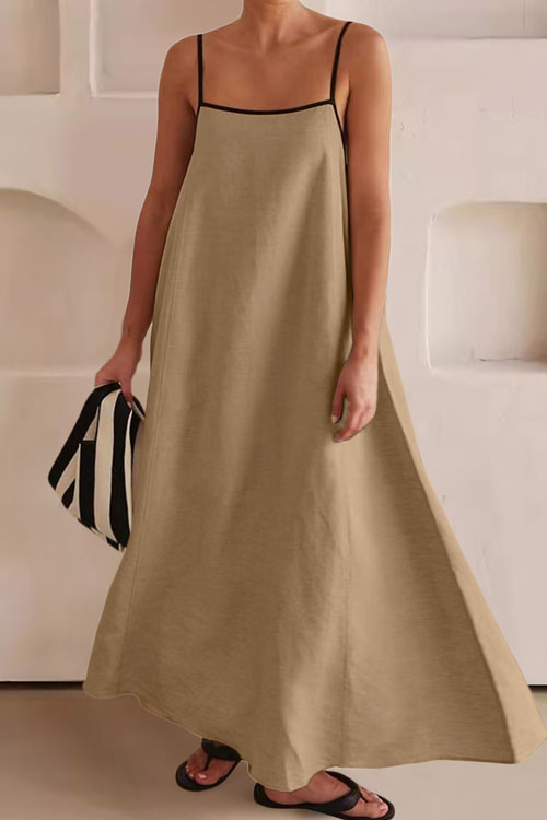 Nonnadress Cotton and Linen Spaghetti Strap Flared Dress