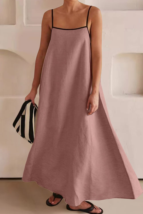 Nonnadress Cotton and Linen Spaghetti Strap Flared Dress