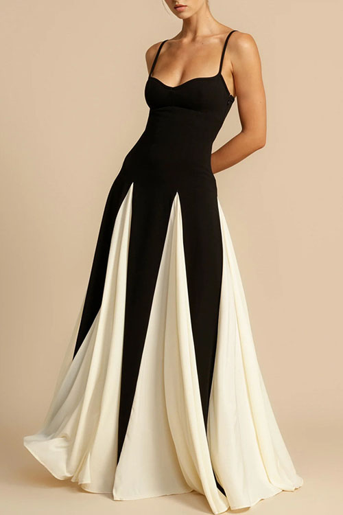 Nonnadress Strapless Color-block Loose Vacation Dress
