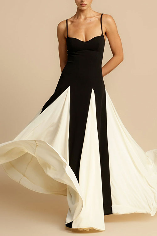 Nonnadress Strapless Color-block Loose Vacation Dress