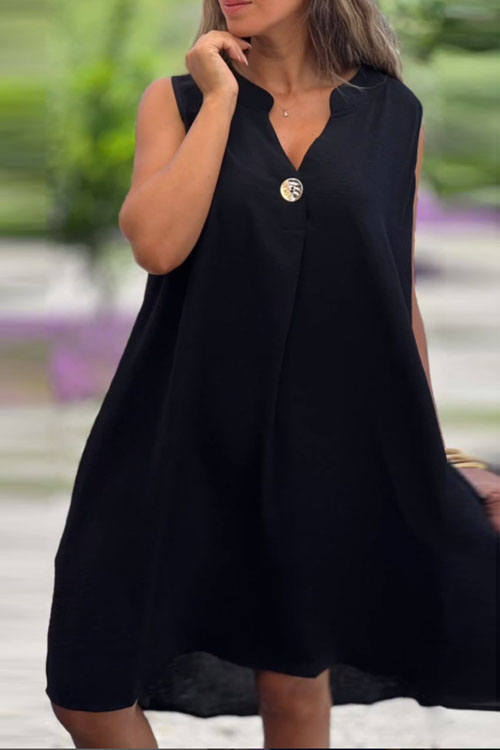 Nonnadress Solid Color Sleeveless V-Neck Casual Dress