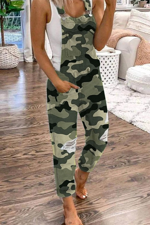 Nonnadress Sporty Distressed Denim Jumpsuit