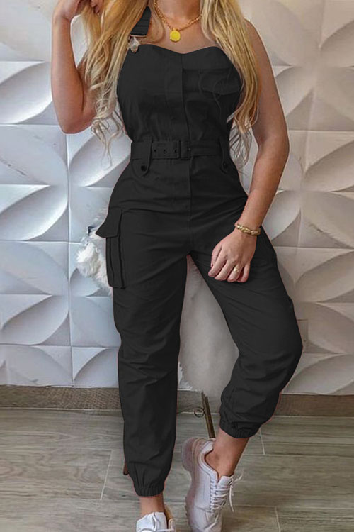 Nonnadress Belted Sleeveless Minimalist Jumpsuit