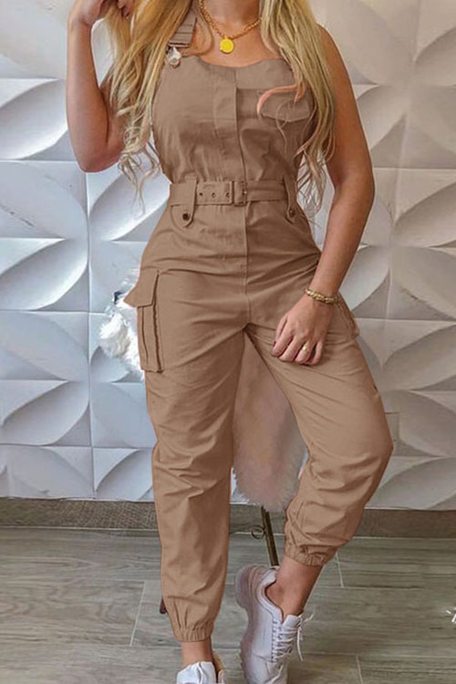 Nonnadress Belted Sleeveless Minimalist Jumpsuit